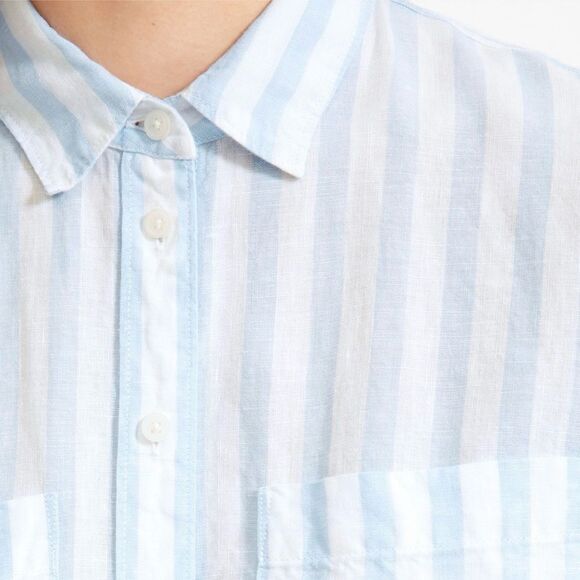 Everlane Linen Dress Blue & White Striped Collared Shirt Dress Size 00 - Picture 5 of 10